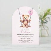 テディベアガールファースト誕生日 招待状 (スタンド正面)