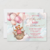 テディベアガール熱い空気バルーンベビーシャワー 招待状 (正面)
