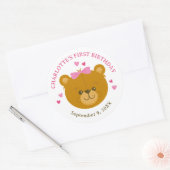 テディベアガール第1誕生日シール ラウンドシール (封筒)