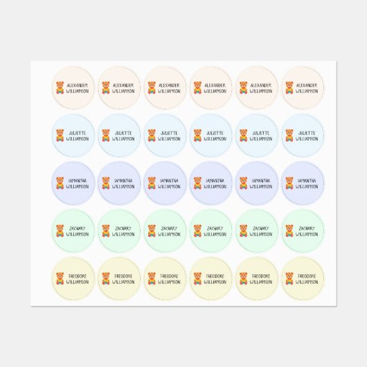 テディベアキッズウェア名 ラベル (シート)