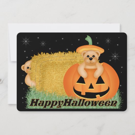 テディベアキッドハローウィンパーティ招待状 招待状 (正面)