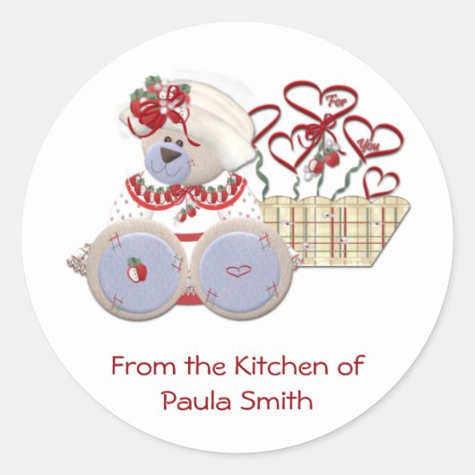 テディベアギフトステッカー ラウンドシール (正面)