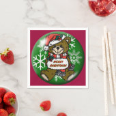 テディベアクリスマスホリデーナプキンス スタンダードカクテルナプキン (インサイチュ)