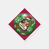 テディベアクリスマスホリデーナプキンス スタンダードカクテルナプキン (角)