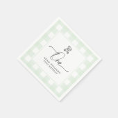 テディベアグリーンジンガム1stバースデーナプキンズ スタンダードカクテルナプキン (角)