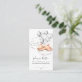 テディベアグレー男の子ベビーシャワーおむつラッフル エンクロージャーカード (スタンド正面)