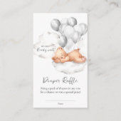 テディベアグレー男の子ベビーシャワーおむつラッフル エンクロージャーカード (正面)