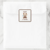 テディベアサッカー水彩1st誕生日パーティー スクエアシール (バッグ)