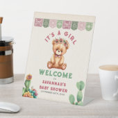 テディベアサボガールベビーシャワーフィエスタウェルカム 台座サイン (インサイチュ)