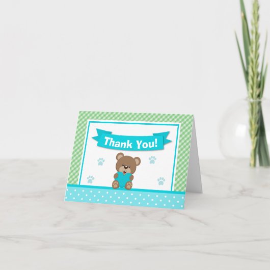 テディベアサンキューカード折り畳みノートカード サンキューカード (正面)