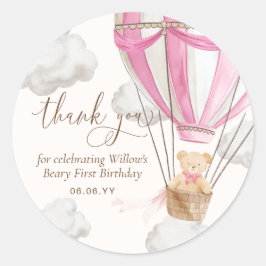 テディベアサンキューベイリーファースト誕生日 ラウンドシール