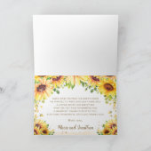 テディベアサンフラワーフローラベビーシャワー誕生日 サンキューカード (内部)