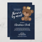 テディベアシャワーバイメールボーイネイビーブルー 招待状 (正面/裏面)