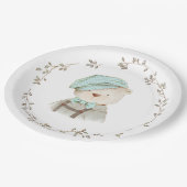 テディベアシンプルフローラミニマル ペーパープレート (アングル)