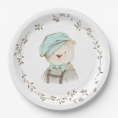 テディベアシンプルフローラミニマル ペーパープレート (正面)