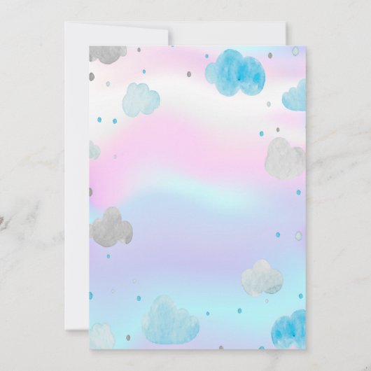 テディベアスターズ雲ホログラフィックベビーシャワー 招待状 (裏面)