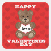 テディベアステッカー大好き スクエアシール (正面)