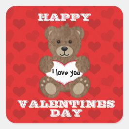 テディベアステッカー大好き スクエアシール