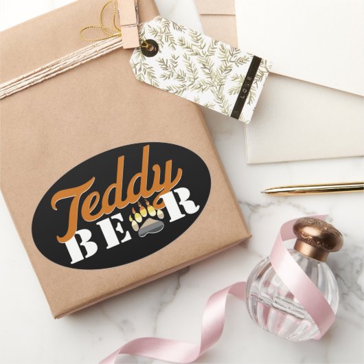 テディベアステッカー 楕円形シール (ギフト)