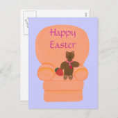 テディベアストロベリーエッグハッピーイースターポストカード シーズンポストカード (正面/裏面)