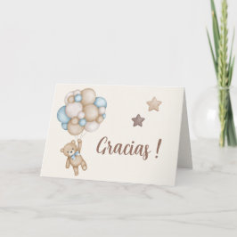 テディベアスペインのベビーシャワーボーイ サンキューカード