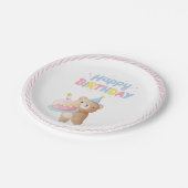 テディベアズピンクパステルハッピーバースデーパーティー ペーパープレート (アングル)