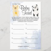 テディベアズ推測ベビーフードシャワーゲームカード チラシ (正面)