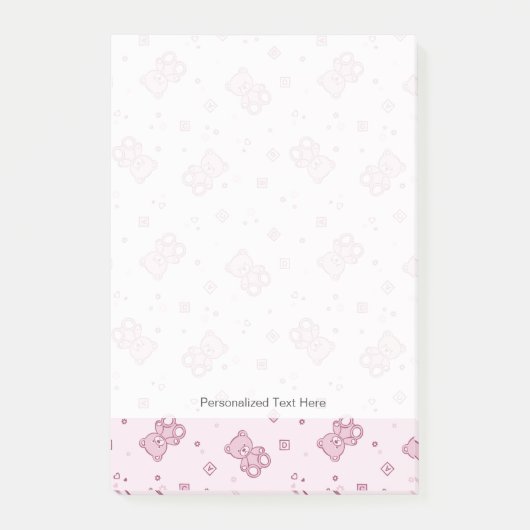 テディベアズ背景ピンク ポストイット (正面)