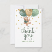 テディベアセージ緑ベビーシャワーサンキューカード サンキューカード (正面)