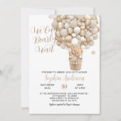 テディベアタンバルーン赤男女兼用ちゃんシャワー 招待状 (正面)