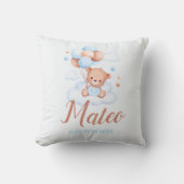 テディベアタン&ブルー男の赤ちゃんシャワーパーティーギフト クッション (正面)