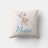 テディベアタン&ブルー男の赤ちゃんシャワーパーティーギフト クッション (裏面)