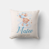 テディベアタン&ブルー男の赤ちゃんシャワーパーティーギフト クッション (正面)