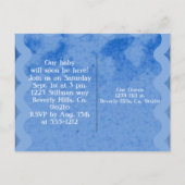 テディベアチャームボーイブルーベビーシャワー インビテーションポストカード (裏面)