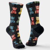 テディベアチョークスケッチパターンブラック ソックス (傾斜あり)