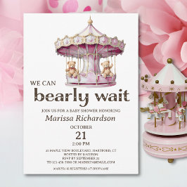 テディベアツインガールズベビーシャワー招待状 招待状