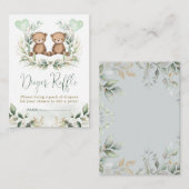 テディベアツインズグリーンリー金ゴールドおむつラッフルベビー エンクロージャーカード (正面/裏面)