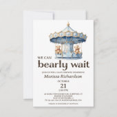 テディベアツインボーイズ赤ちゃんシャワー招待状 招待状 (正面)