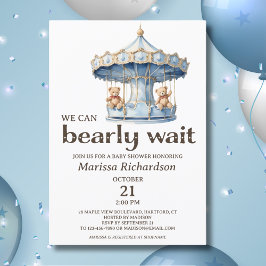 テディベアツインボーイズ赤ちゃんシャワー招待状 招待状