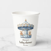 テディベアツインボーイズ赤ちゃんシャワー紙カップ 紙コップ (裏面)