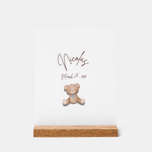 テディベアテーブルデコール アクリルサイン (正面)