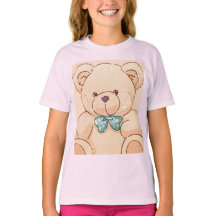 テディベアデザインの子供用Tシャツ