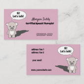 テディベアトーキングプリントカワイトスピーチセラピー 名刺 (正面/裏面)