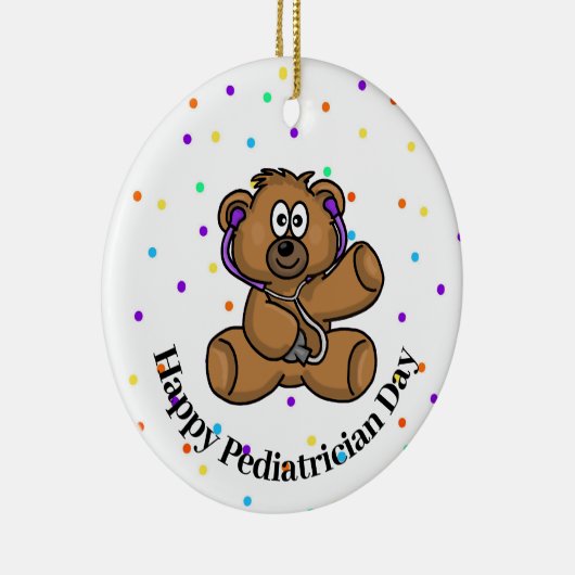 テディベアドクターペディアトリシャン名オーナメント セラミックオーナメント (右)
