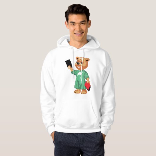 テディベアドクターメンズフード付きスウェットシャツ パーカ (正面フル)