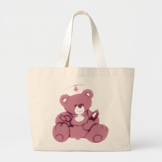 テディベアナースインピンク ラージトートバッグ (正面)