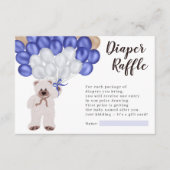 テディベアネイビーブルーバルーンおむつラッフルシャワー エンクロージャーカード (正面)