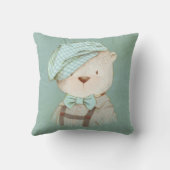 テディベアハットオーバーオールかわいいウィムシー子供部屋ベビー クッション (裏面)