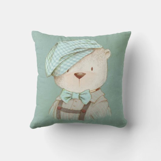 テディベアハットオーバーオールかわいいウィムシー子供部屋ベビー クッション (裏面)