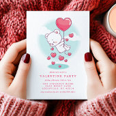 テディベアハートバルーンバレンタインパーティー 招待状